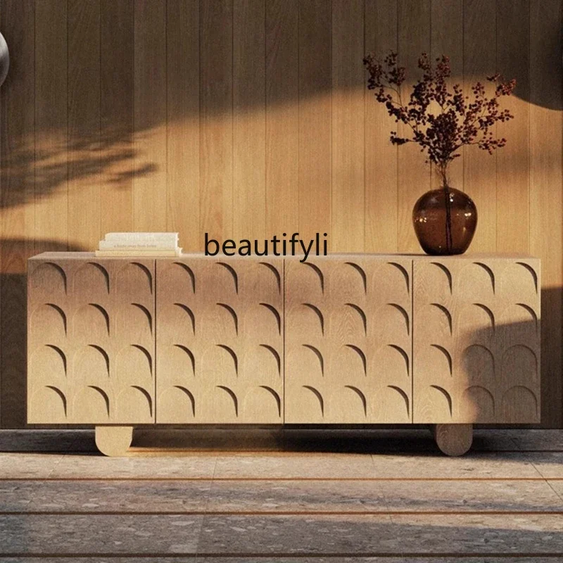 

French Vintage Style Solid Wood Carved Sideboard Cabinet Living Room Wall Sofa Storage Cabinet Decorative Cabinet H