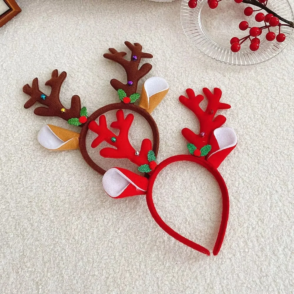 New Pet Cartoon Christmas Head Button Hair Band Party Gift Reindeer Antlers Snowman Sprung Headband Cat Dog Christmas Decoration