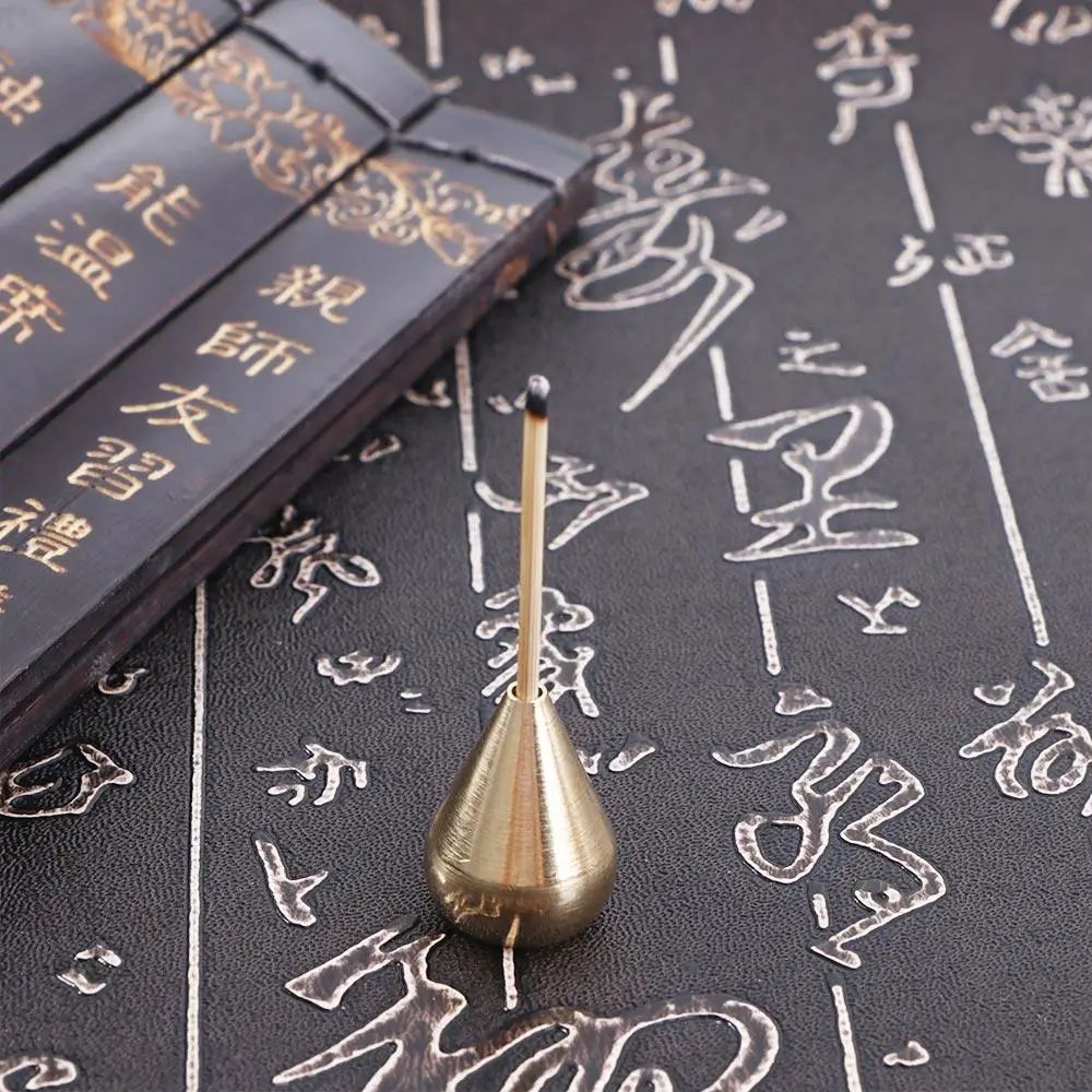 Water Drop Shape Brass Craft Metal Temples Incense Stick Holder Home Decoration Incense Base Sandalwood Coil Base