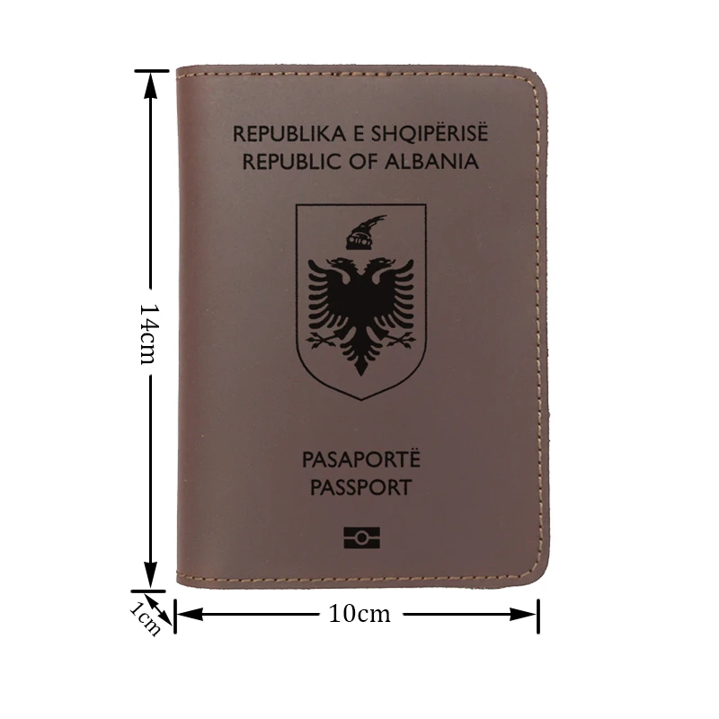 Handmade Republic Of Albania Passport Cover Customized Genuine Leather Wallet Card Holder Albanian Passport Holder ShqipëRia