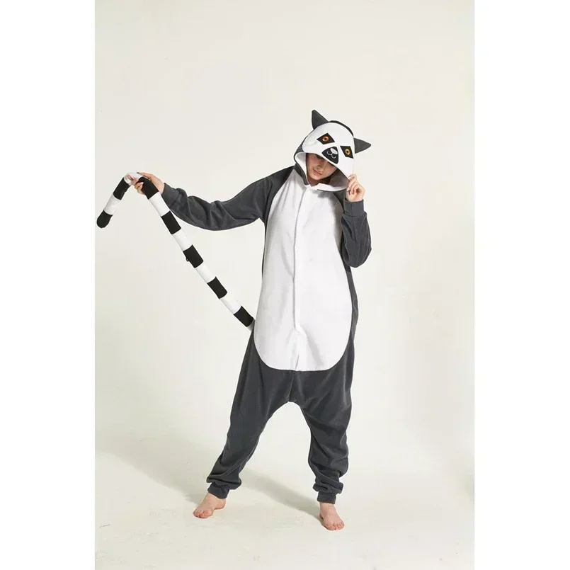 Adult Onesies Long Tail Monkey Kigurumi Cartoon Costumes for Women Men Couple Funny Halloween Carnival Party