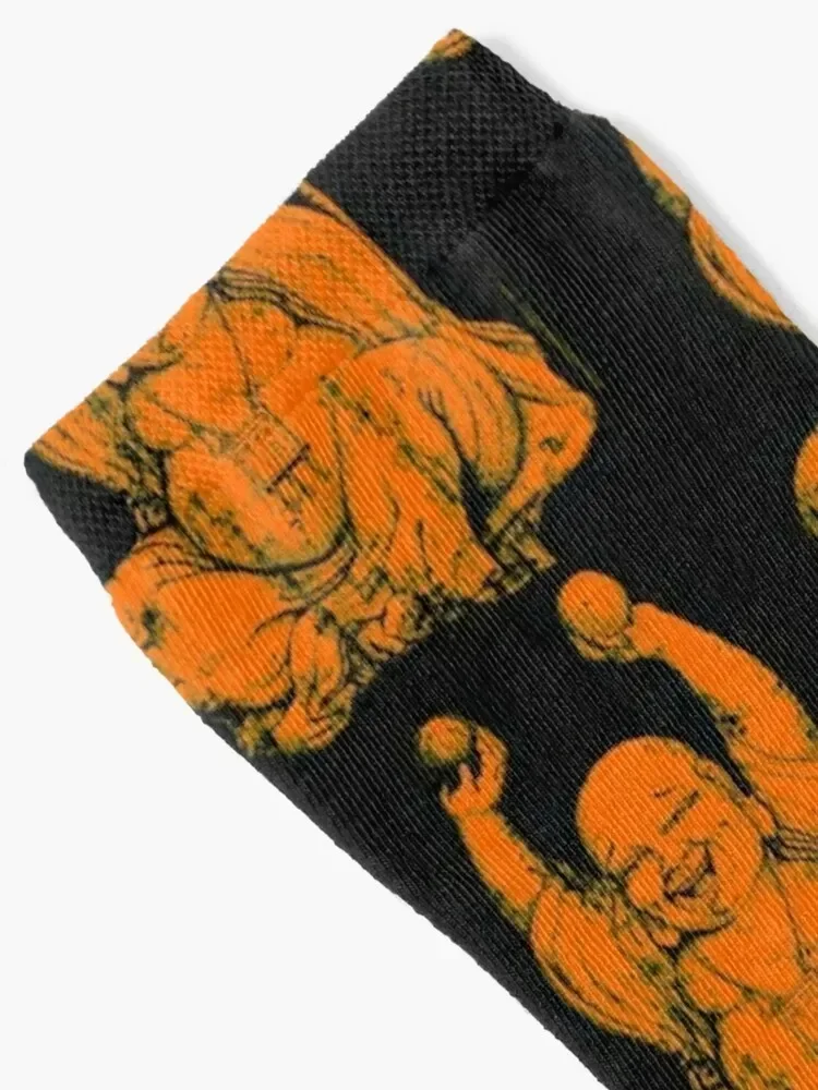 Orange Laughing Buddha Socks funny gift Hiking boots Socks Women Men's