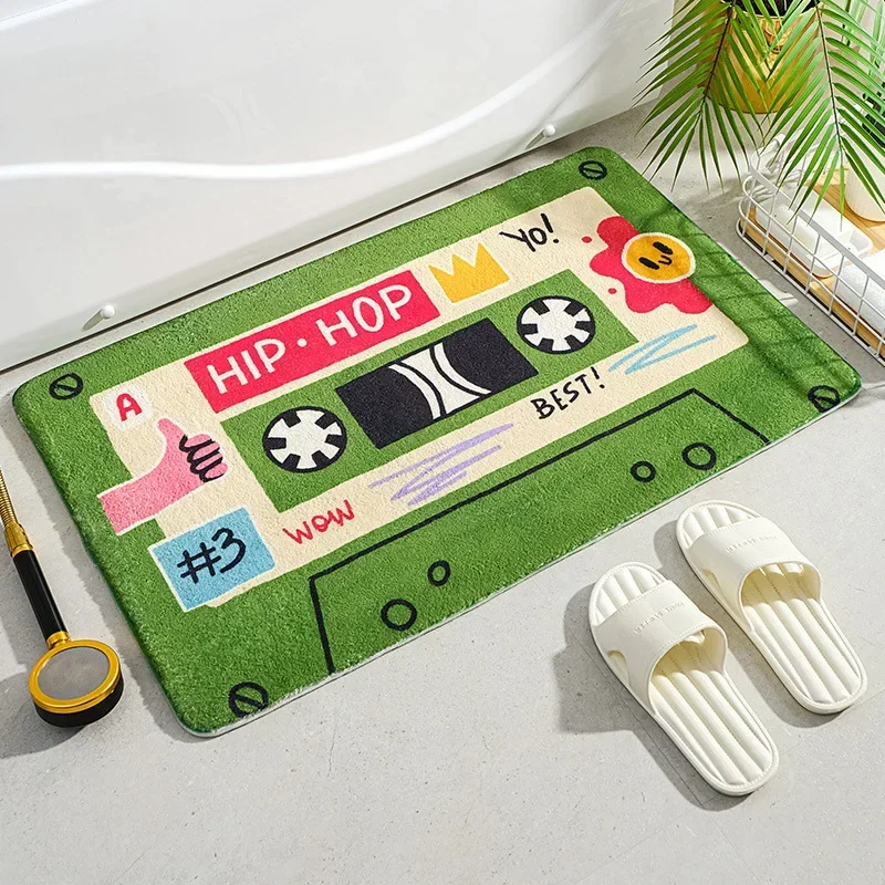 Cassette Music Tape Doormats Retro Classic Bath Mat Home Entrance Carpet Bedroom Toilet Bathroom Absorbent Non-Slip Rugs