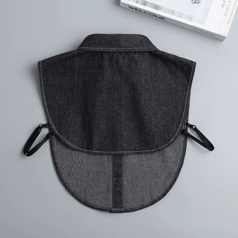 Verstellbare Träger Denim Fake Kragen Rundhals Koreanischer Stil Rollkragen Fake Kragen Einfarbig Kleidung Zubehör Hemd Kragen