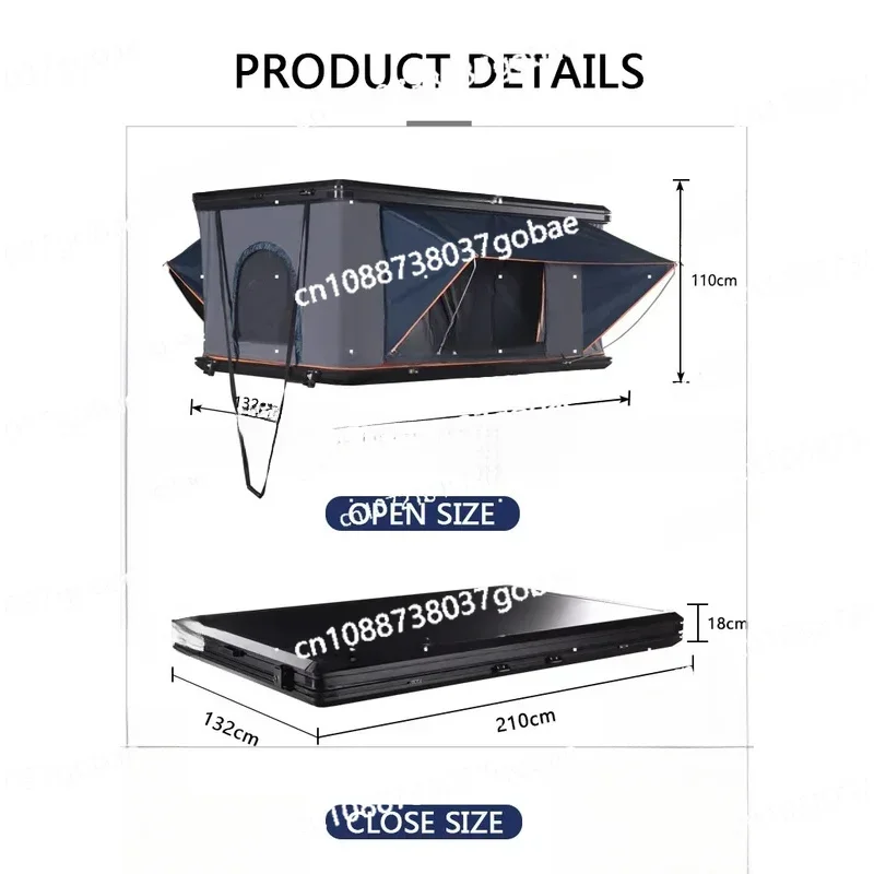 2022 Camping Aluminum 3 Person Outdoor Hiking Rooftop Car Clamshell Hard Top Roof Tent