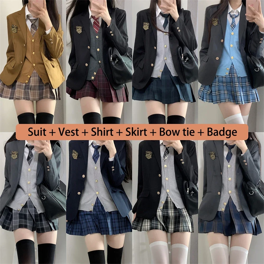 Abito ritorno a scuola Uniforme scolastica giapponese per ragazze Camicia JK Colori e stili multipli Set blazer Gonna scozzese a pieghe sessuale