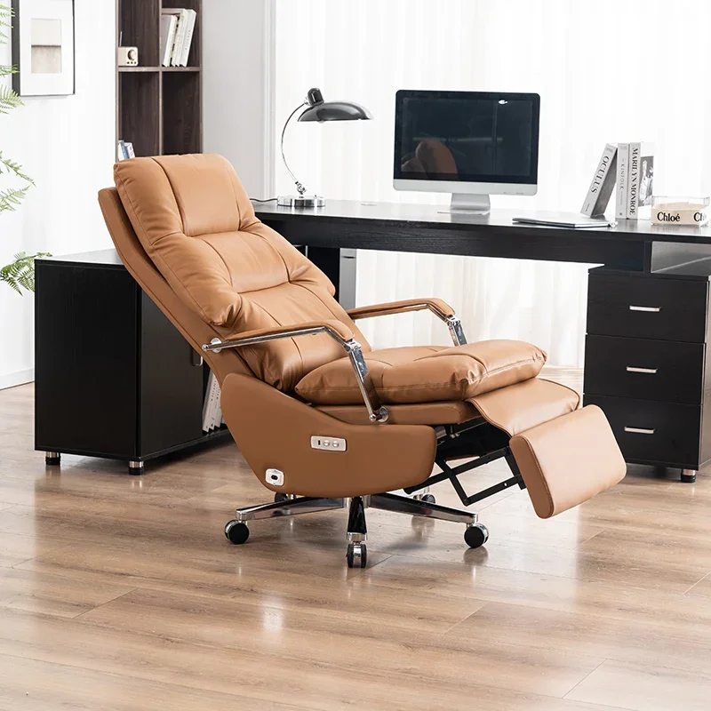Electric Footrest Ergonomic Chair With Wheels 7-Point Vibrating Recliner Computer Chair Solid Wood Frame Furniture Office Gamer