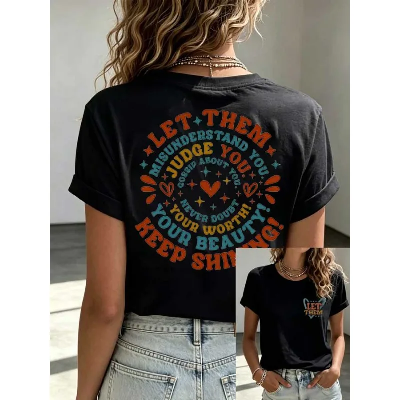 ilstile Women's Mental Health Print T-Shirts Short Sleeve  O Neck Female clothing Summer Black  Tops Casual Tees New Arrival