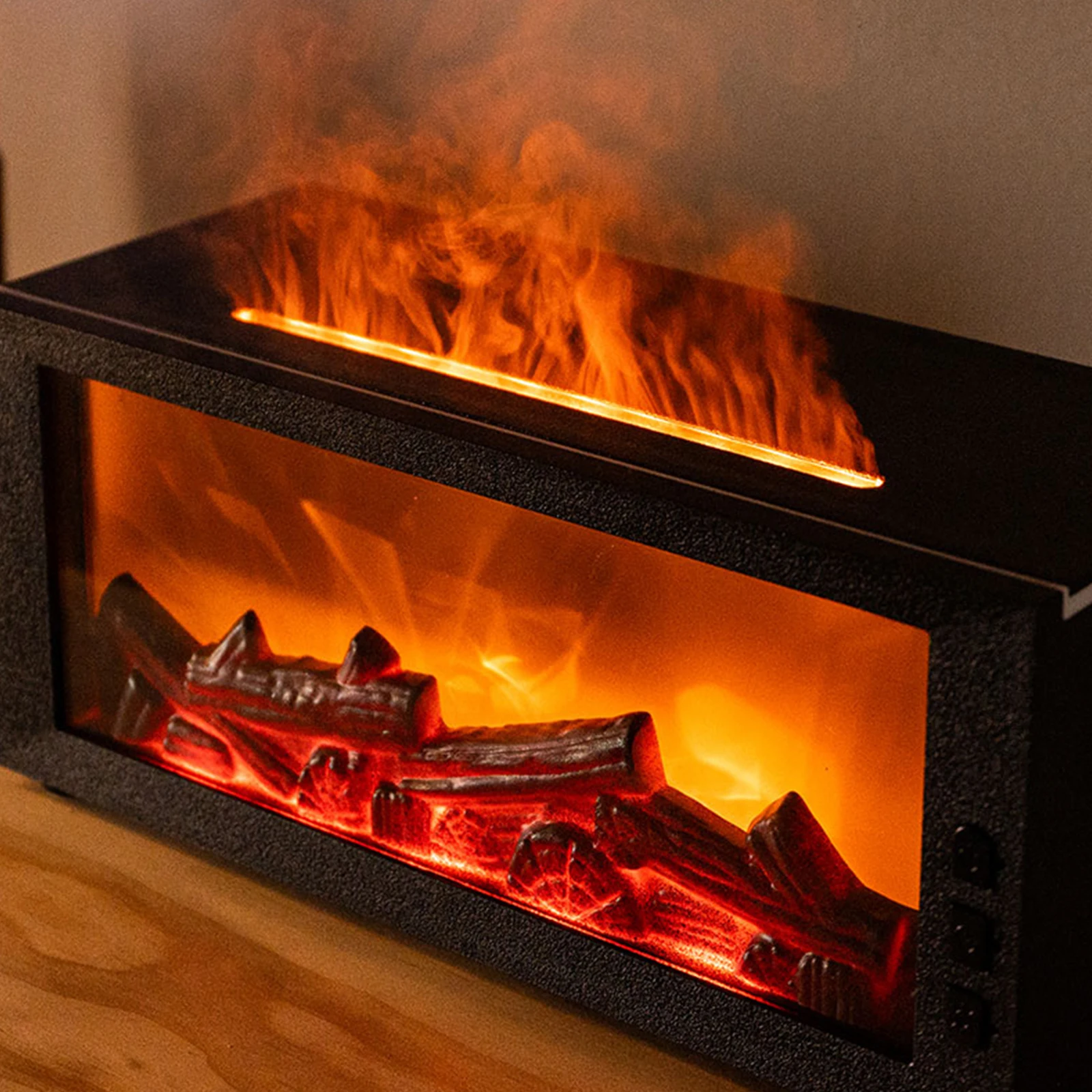 Difusor de Aroma con Llama de Chimenea, Humidificador de Aire con 7 Colores, Difusor de Aceites Esenciales con Temporizador, Humidificador de Aire para Dormitorio, Sala de Estar, Oficina