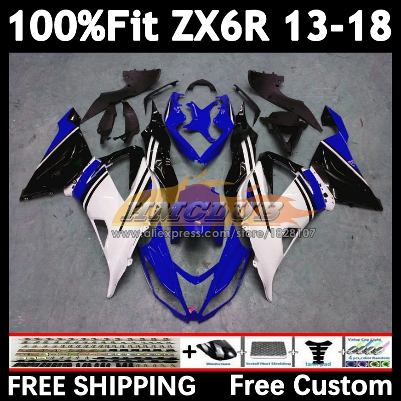 Body For KAWASAKI NINJA ZX-6R 2013 2014 2015 2016 2017 2018 159No.81 ZX 636 6R ZX636 ZX6R 13 14 15 blue white 16 17 18 Fairing