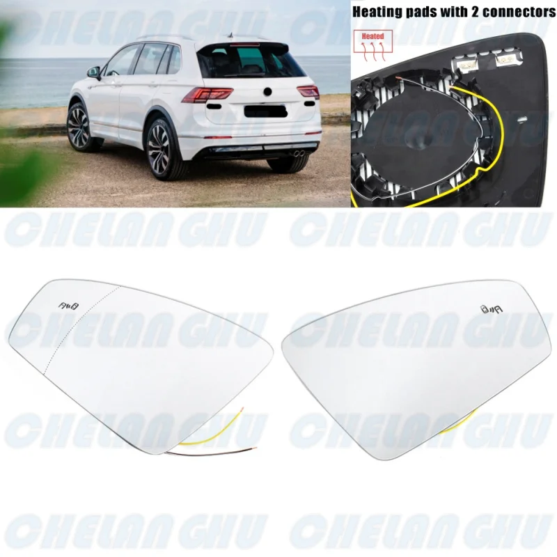 

1 Pair Heated Blind Spot Rearview Mirror Glass for VW Tiguan LHD 2018 2019 2020 2021 2022 2023 Car accessories