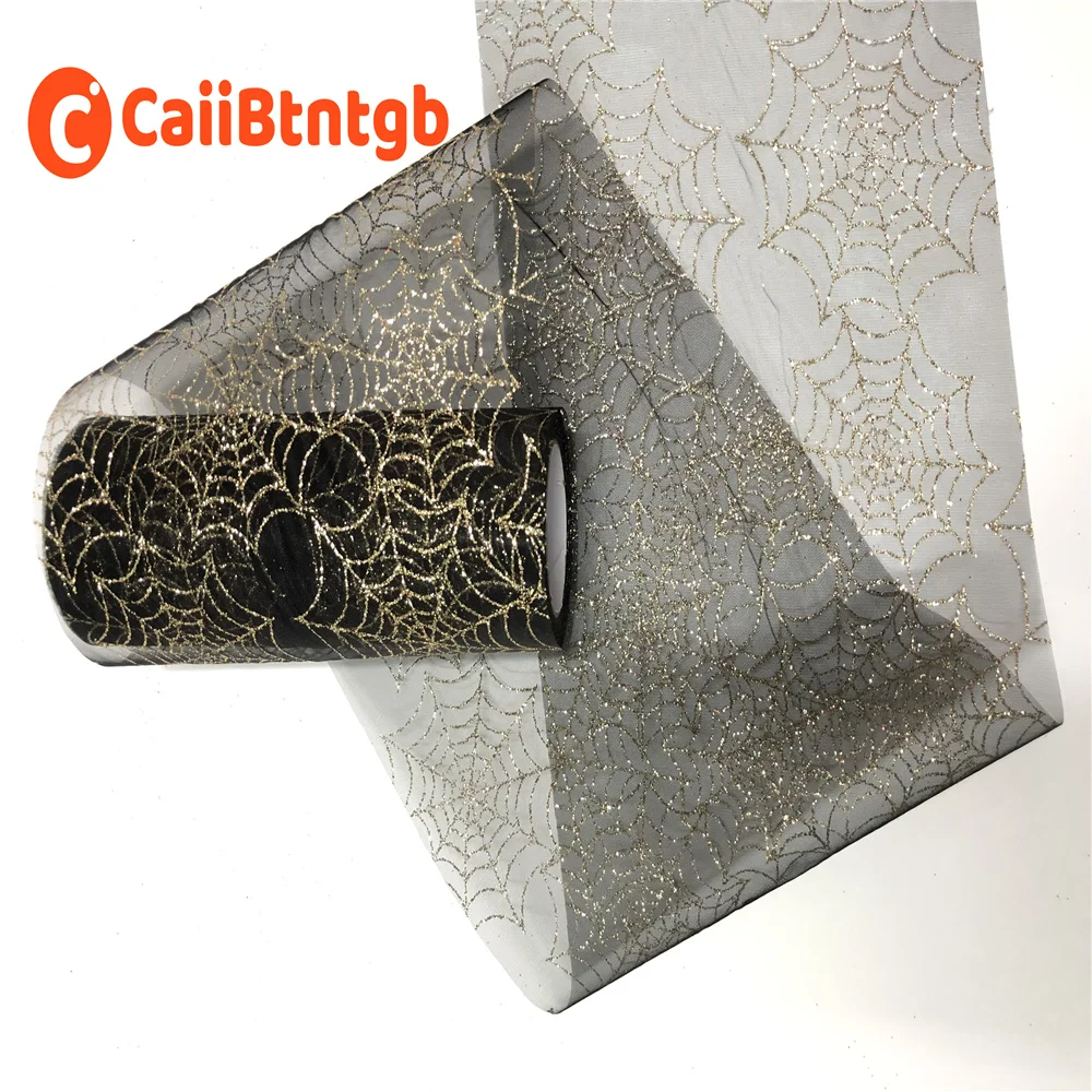15cm * 10 yards Glitzer Halloween Tüll Roll Spinnennetz Muster für Girlande machen Dekoration DIY – Detail 7