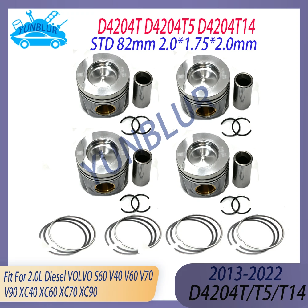 STD 0.5 Engine Piston & Ring Kit Fit 2.0 L D4204T D4204T5 D4204T14 2013-2022 For VOLVO S60 V40 V60 V70 V90 XC40 XC60 XC70 XC90