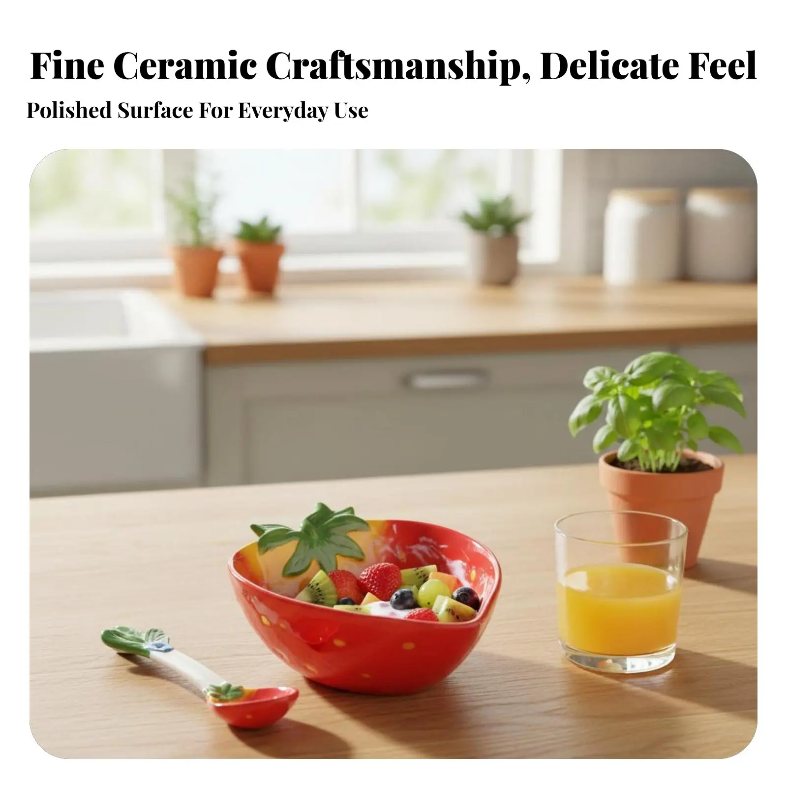 

Creative Cartoon Fruit Bowl Set, Ceramic Pineapple, Strawberry, Watermelon Salad & Rice Bowl with Spoon for Kids