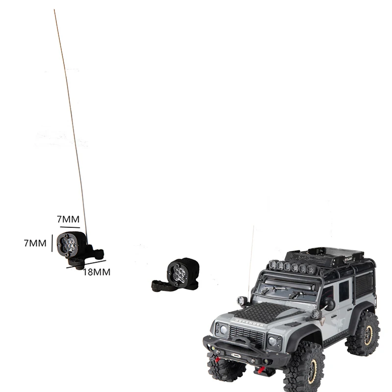 

A-pillar Spotlight with Antenna for 1/18 RC Crawler Traxxas TRX4M TRX-4M Bronco Defender 1/24 SCX24 Xiaoqi Upgrade Parts