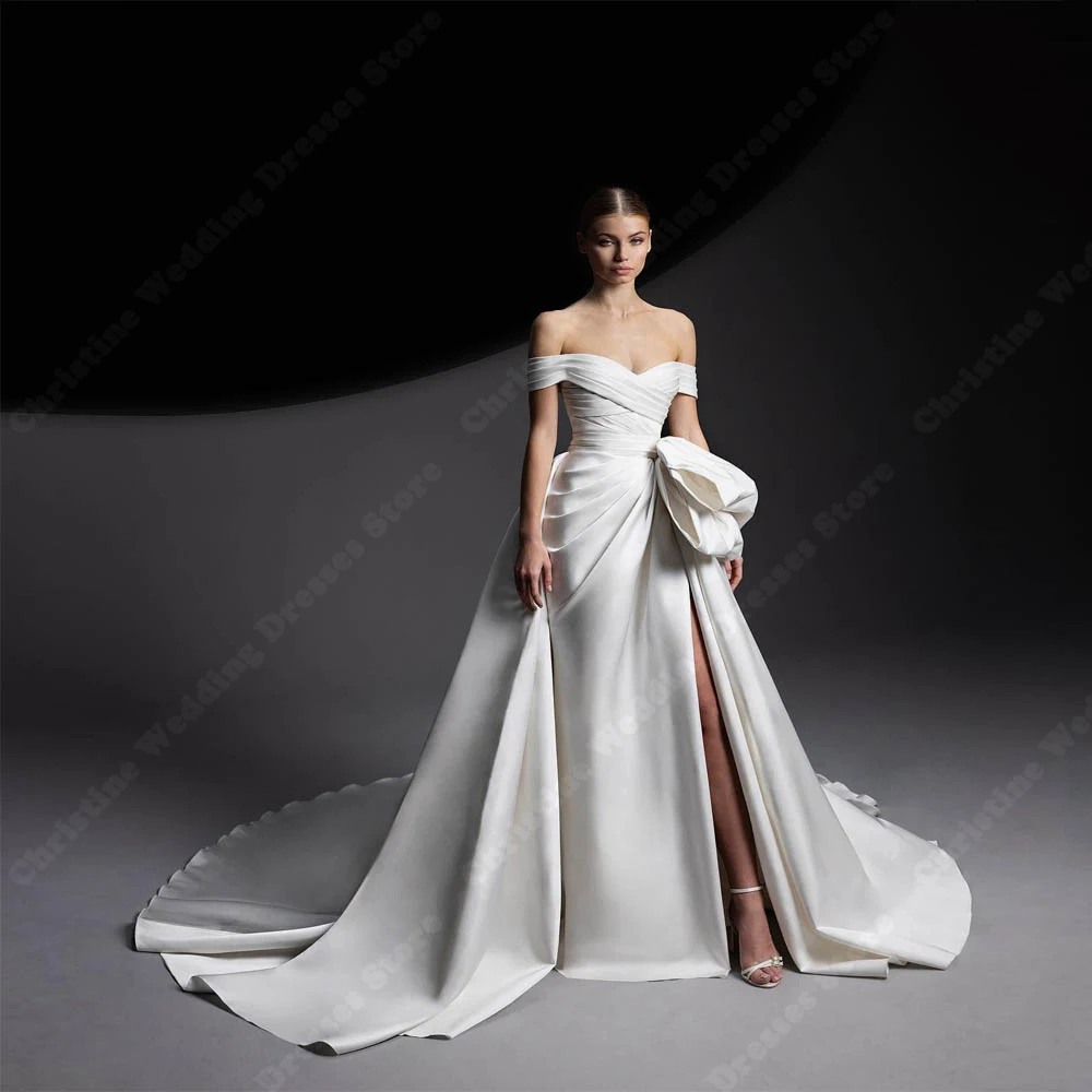 Elegante Off-The-Shoulder Vrouwen Trouwjurken Sexy Dweillengte Bruidsjurken Zeemeermin Mouwloze Prinses Vestidos De Novias