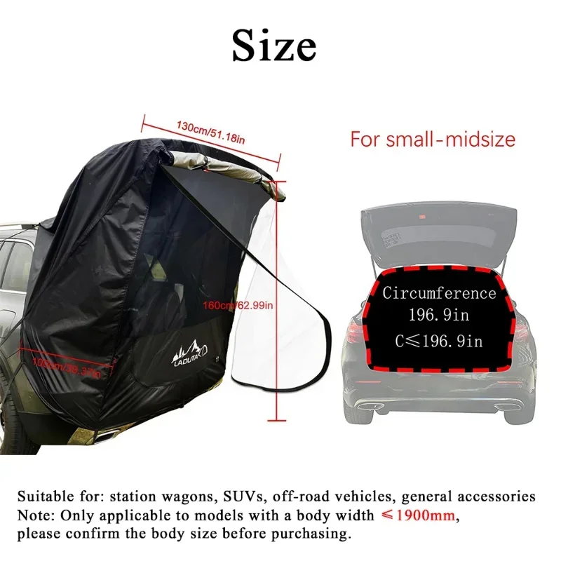 Outdoor Camping Car Trunk Awning Tent Small To Mid Size SUV Tailgate Rainproof Sun Shelter Portable Travel Accessories