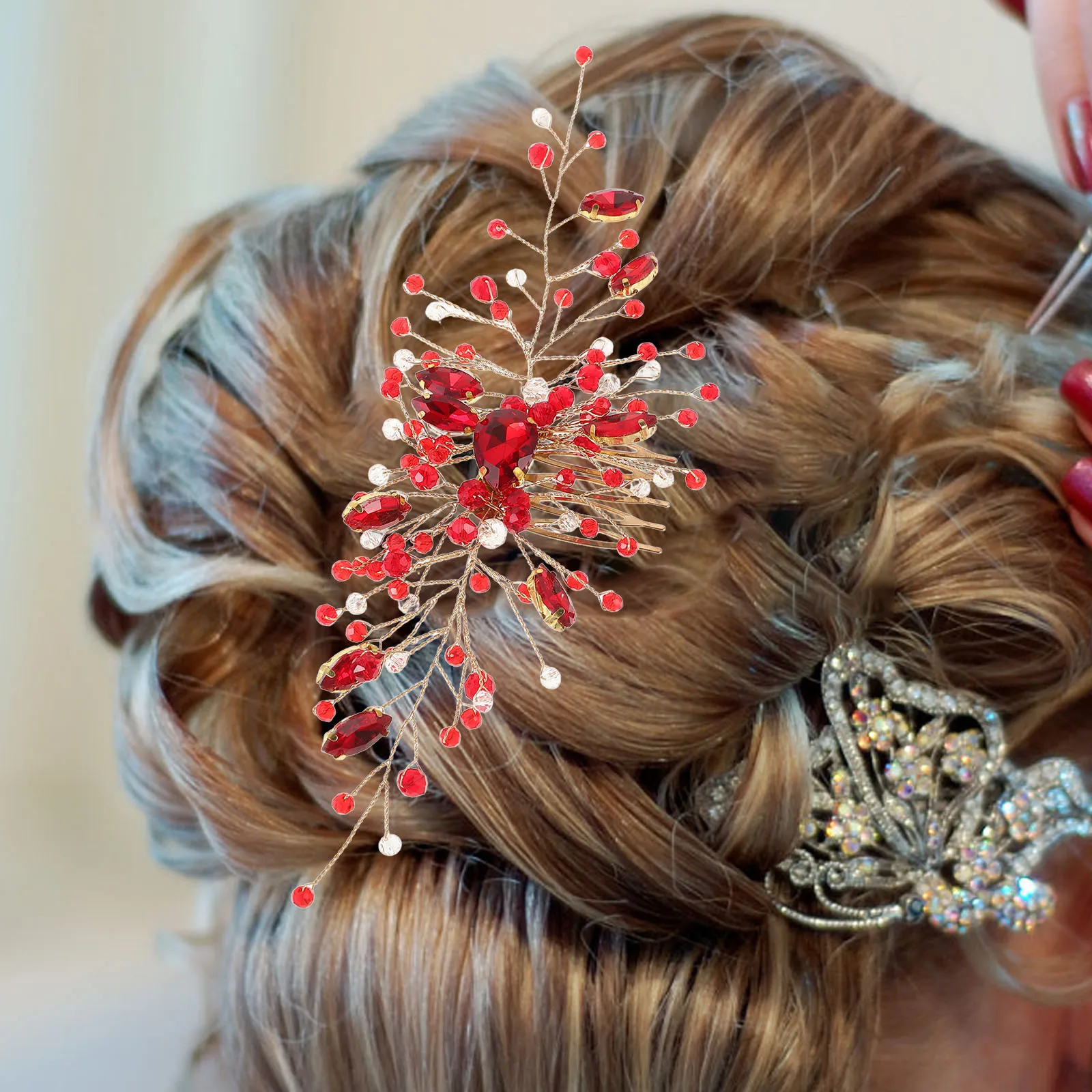 

Bridal Crystal Hair Comb Elegant Wedding Headdress Sparkling Decor Comb for Bride Bridal Party Ball Event Stylish Finish