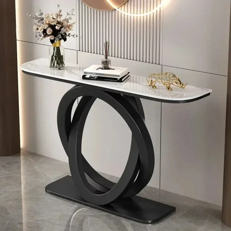 Luxurious Slate Console Tables Italian Semicircular Iron Entrance Cabinet Table Home Furniture Creative  End View Desk