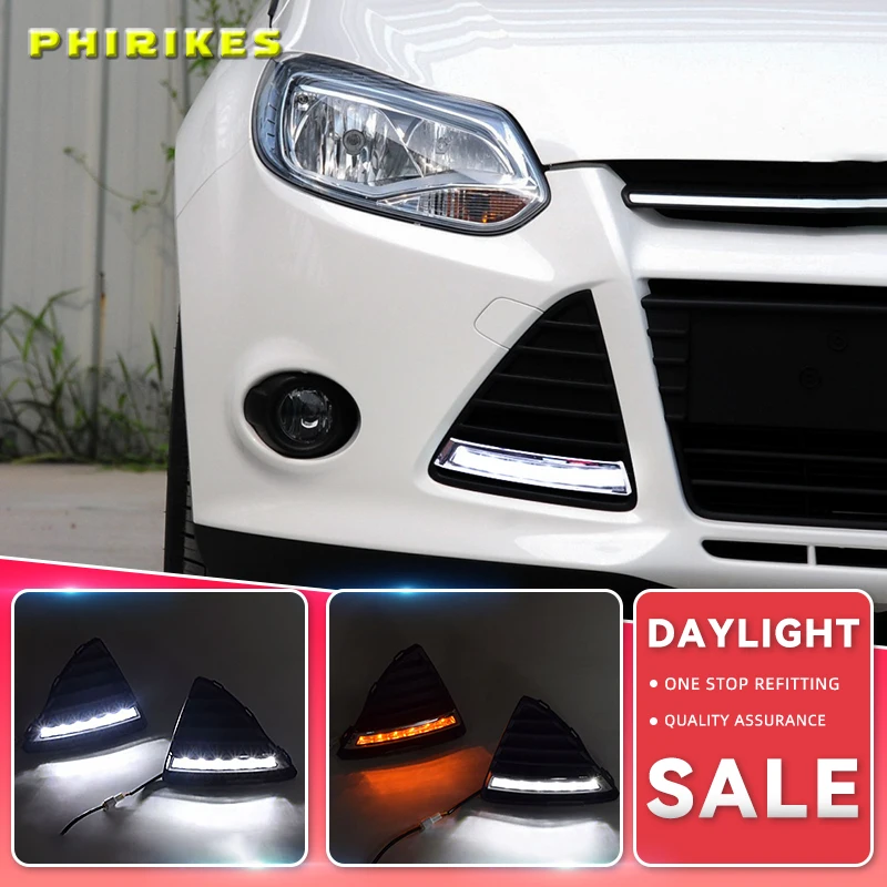 

2Pcs/set Waterproof LED Daytime Running Light DRL For Ford Focus 2012 2013 2014 With Turning Signal Lights