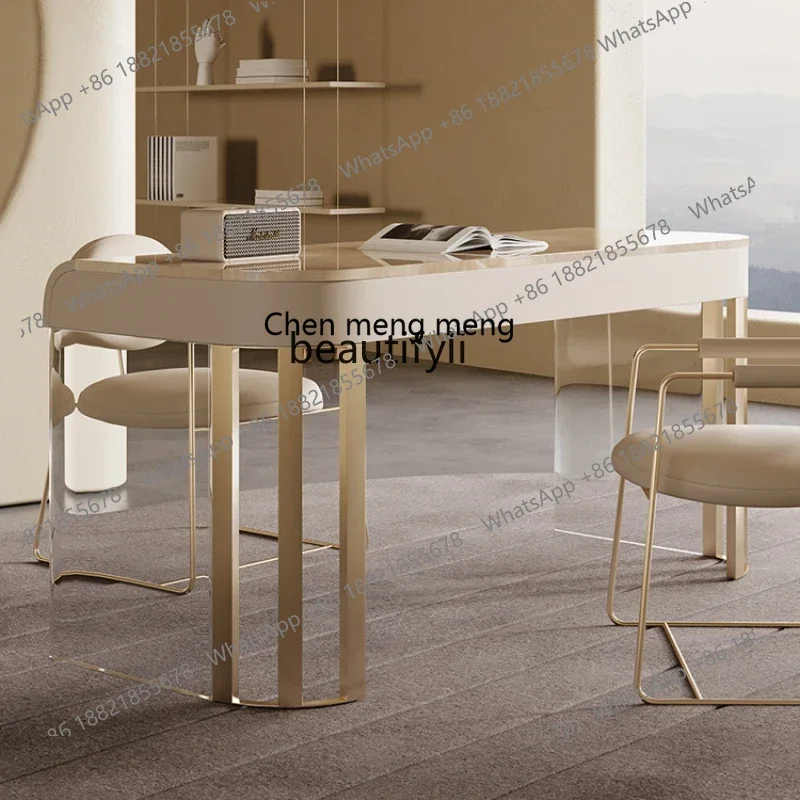 

182C Solid Wood Desk Study Acrylic Suspension Desk Italian Minimalist Desk