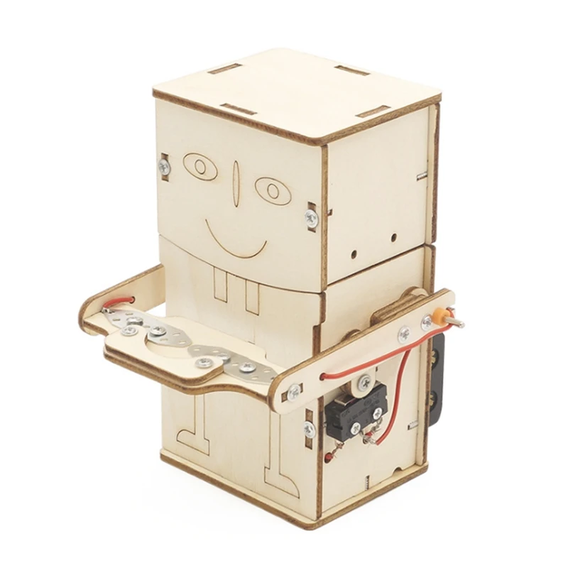 

DIY Coin Swallowing Robot Box Science Experiment Wooden Kits Electronic Assemble Stem Model School Toys For Children