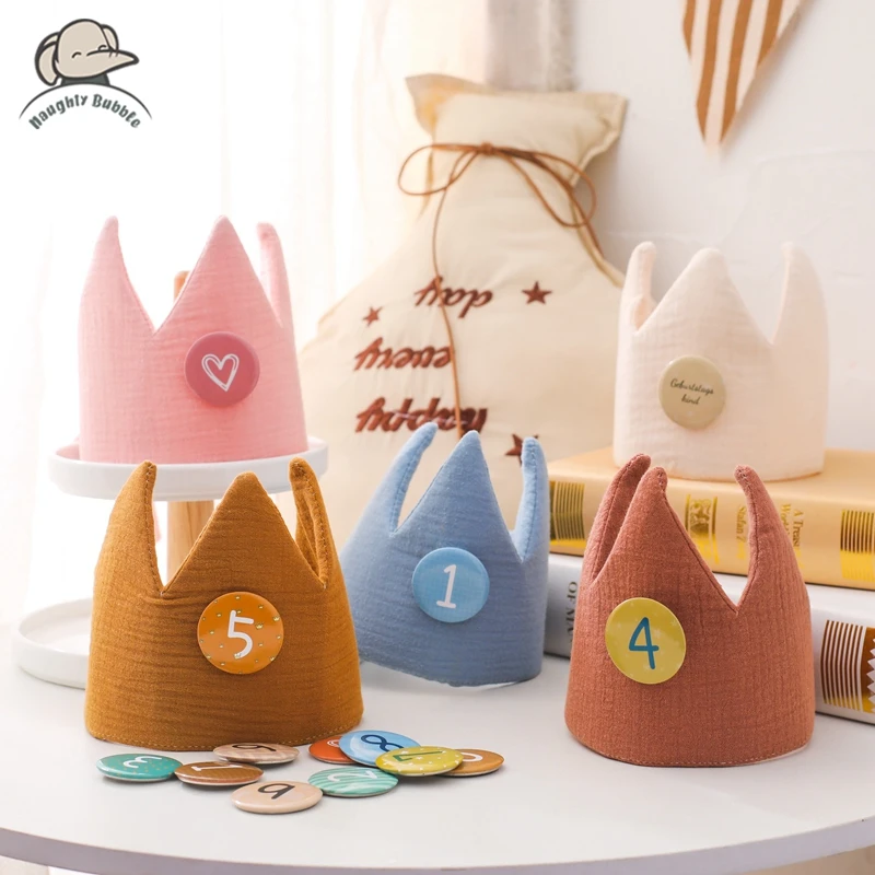 

Happy Birthday 1-9 Digital Cotton Crown Hat Baby Birthday Party Decorations For Boys And Girls Baby Photo Prop Newborn Gifts