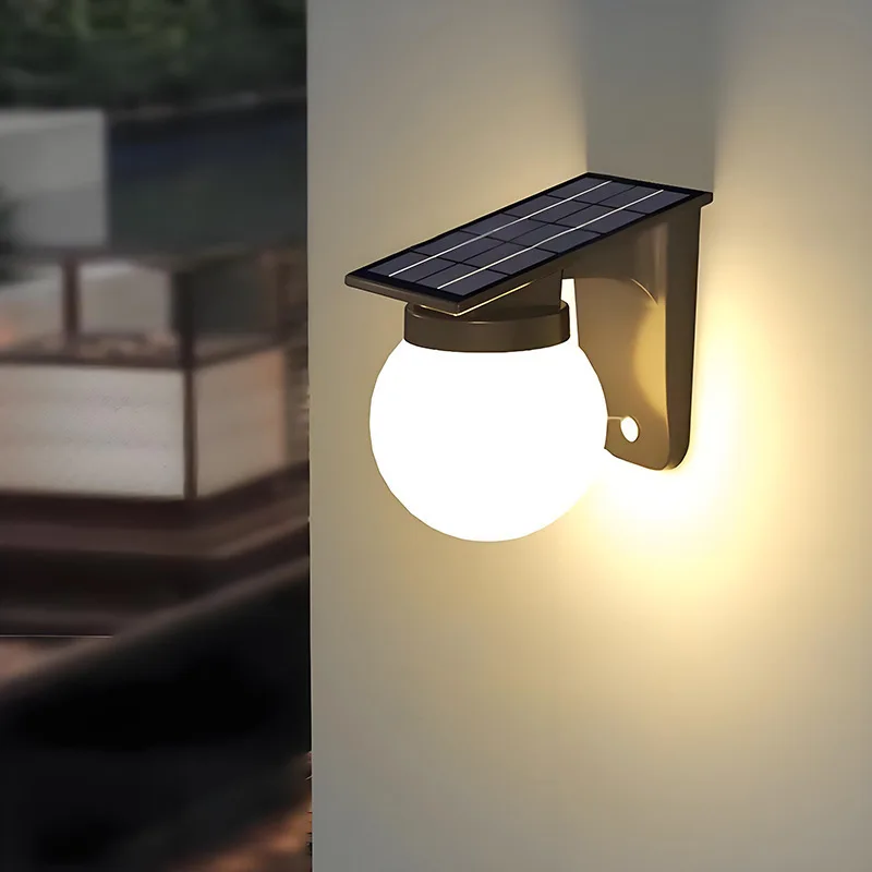 

New Outdoor Solar Wall Light with Light Emitting Diode Square Decorative Ball Lighting Waterproof Computer Body