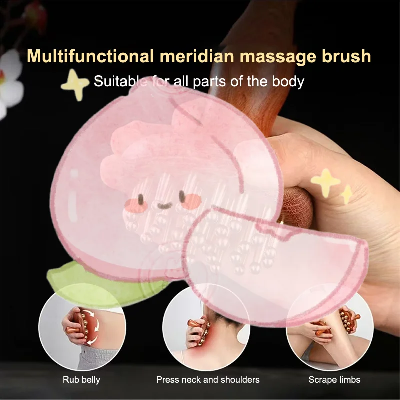 

Латунная бусина, массажная расческа Гуа Ша, меридианная щетка, ручка, точечная массажная щетка, прочный китайский спа-инструмент для акупунктурного массажа