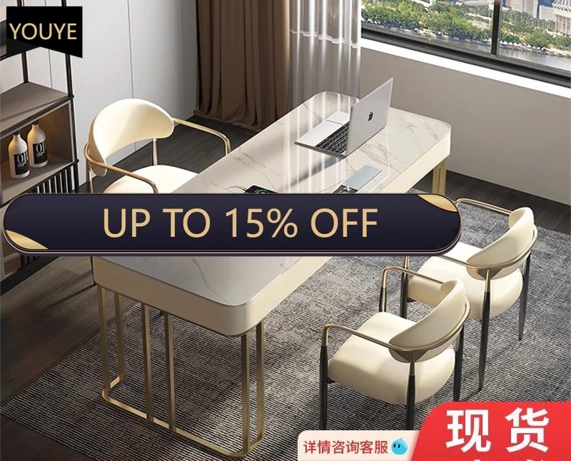 

Q Computer desk Italian light luxury rock slab desk designer home modern office beauty salon consultation table