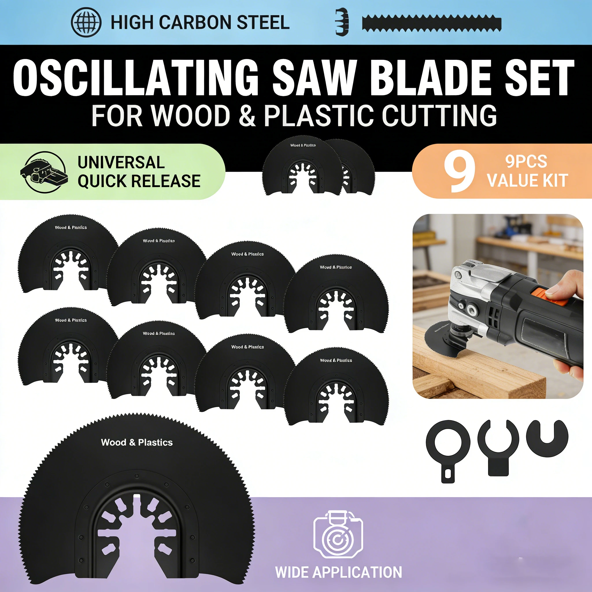 

Multi Tools Blades Oscillating Saw Blade High Carbon Steel Multi-Function Semicircle Straight Renovator Cutter Blade Wood Cuttin