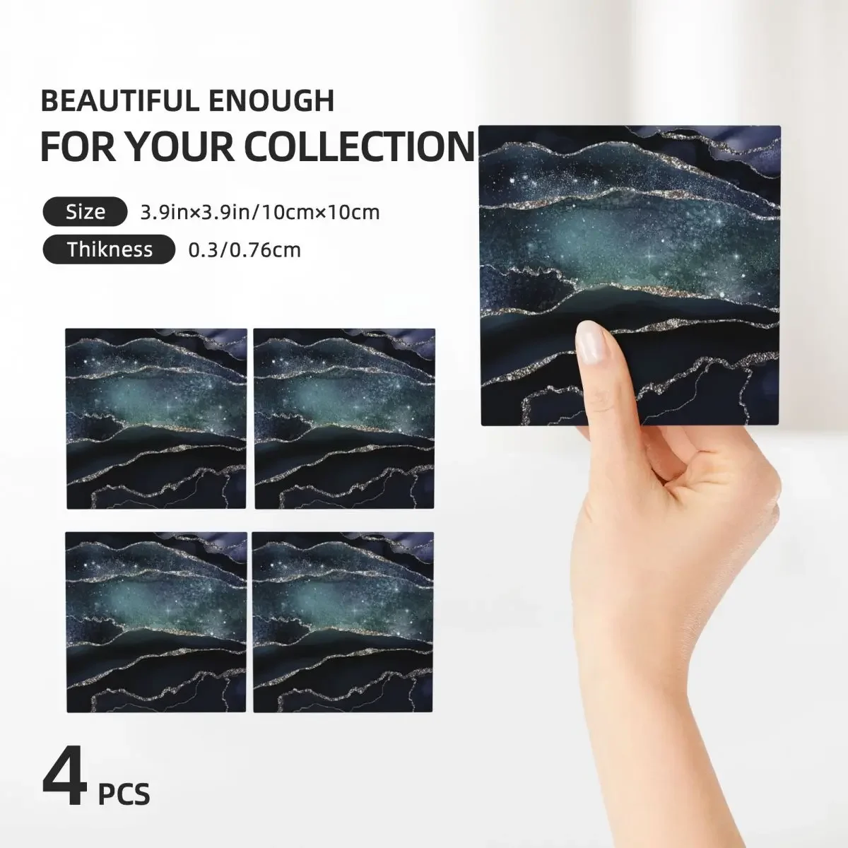 Glamour Night Black Milky Way Faux Marble Galaxy Coasters Ceramics Baking Mat For Kitchen Dining Table Mat Coffee Mat