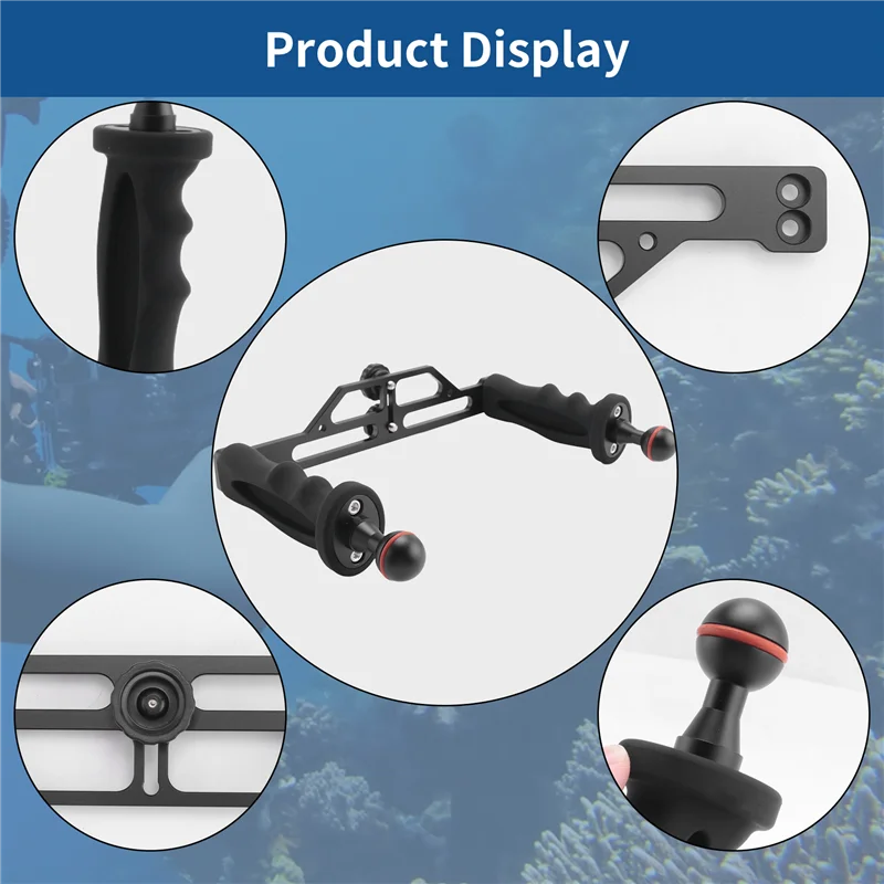 abgq-デュアルハンドルアルミ合金トレイスタビライザー水中カメラハウジングダイビングカメラブラケット用