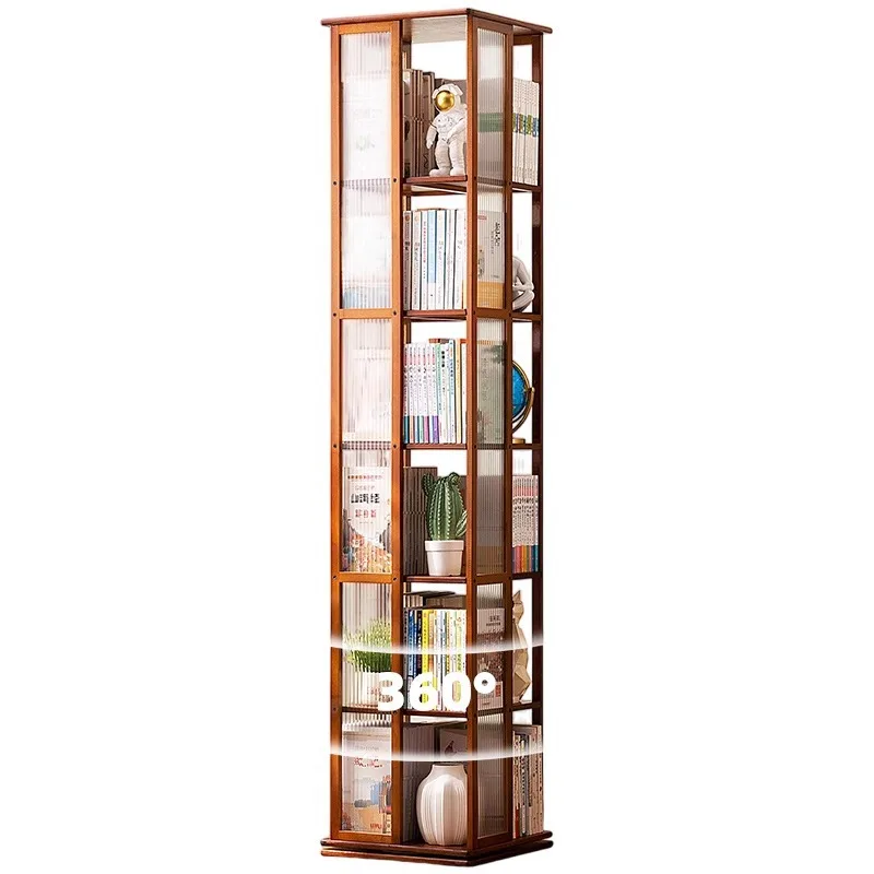 

New Chinese acrylic rotating Bogu rack, tea room rack, solid wood Duobao Pavilion living room small ornament rack