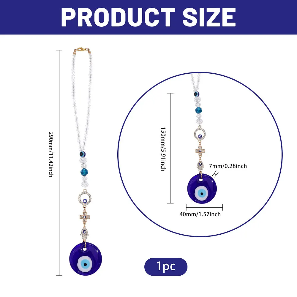 Blue Glass Car Hanging Ornament Dark Blue Charms Pendants Beads Pendants Decor for Car Rear View Mirror Hanging Accessories
