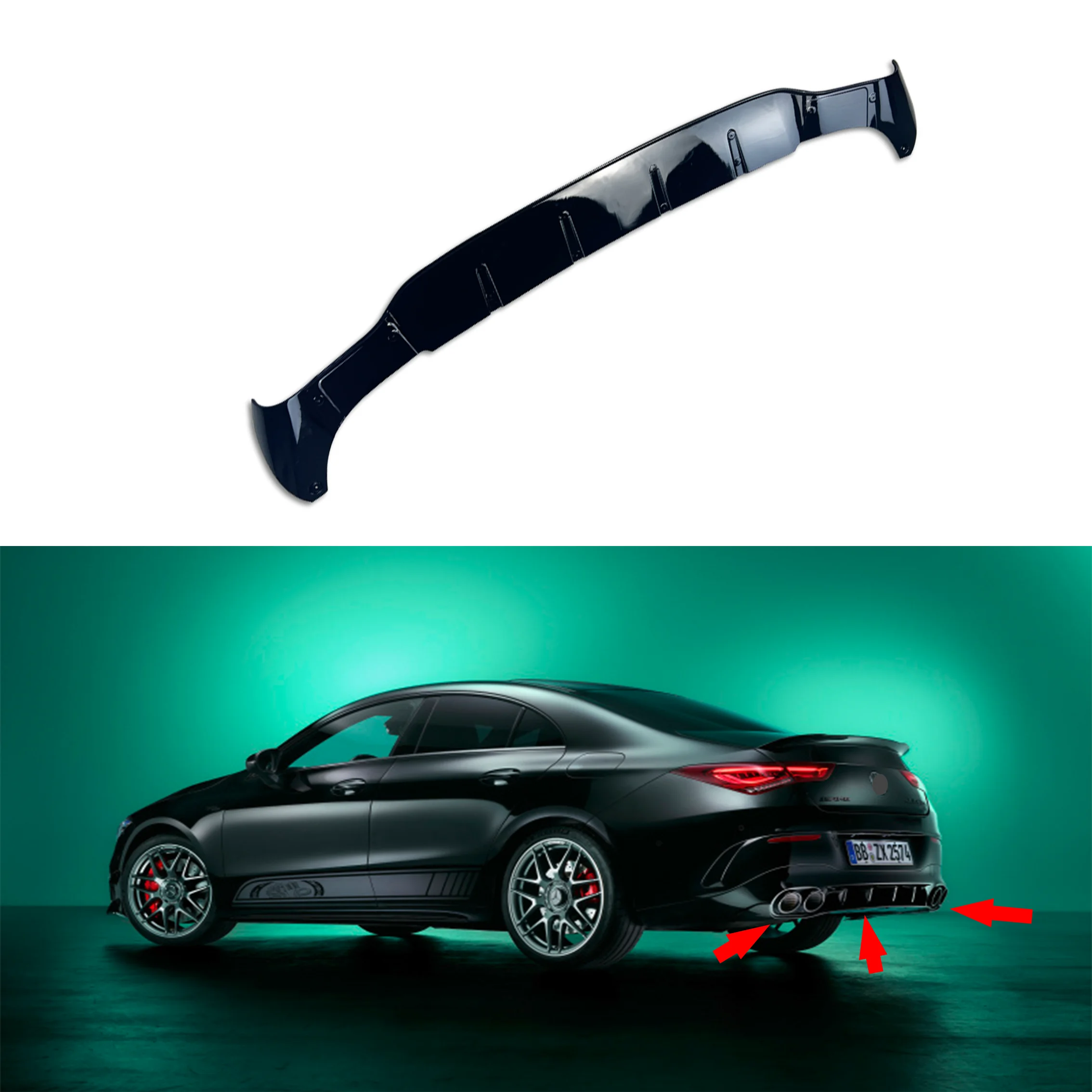 

Black Car Styling Rear Bumper Lip Diffuser Spoiler Splitter for Mercedes Benz W118 C118 CLA35 CLA45 AMG Line 2019 2020 2021 2024