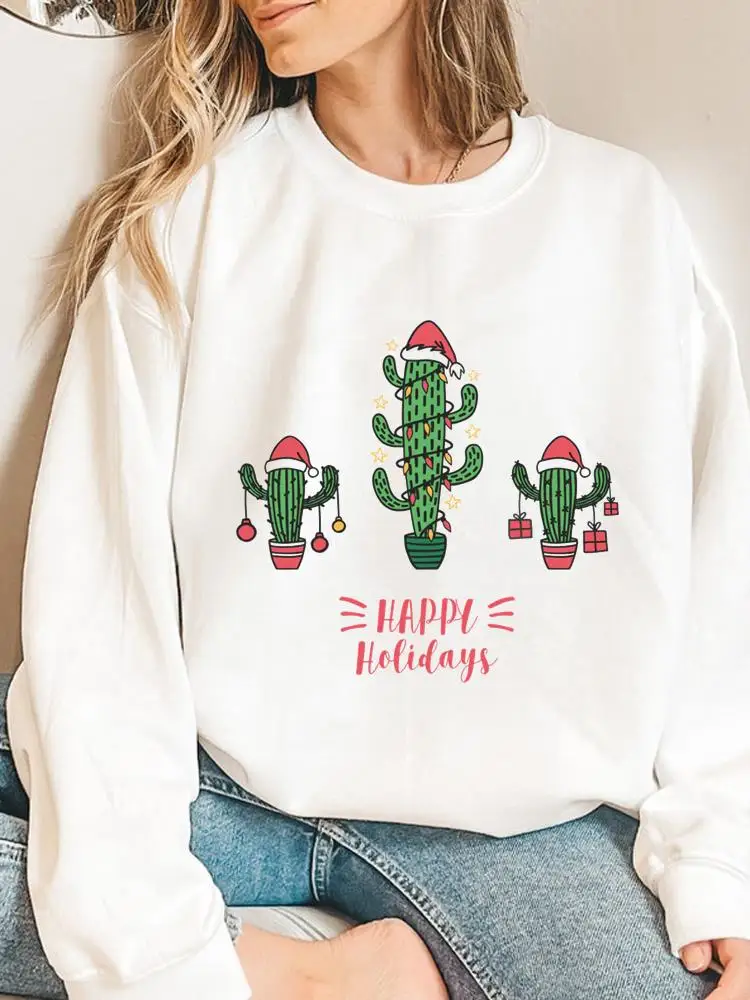 

Women Cactus Plant Trend Cute 90s Sweet Ladies Print Holiday Pullovers Christmas New Year Fashion Clothing Graphic Sweatshirts