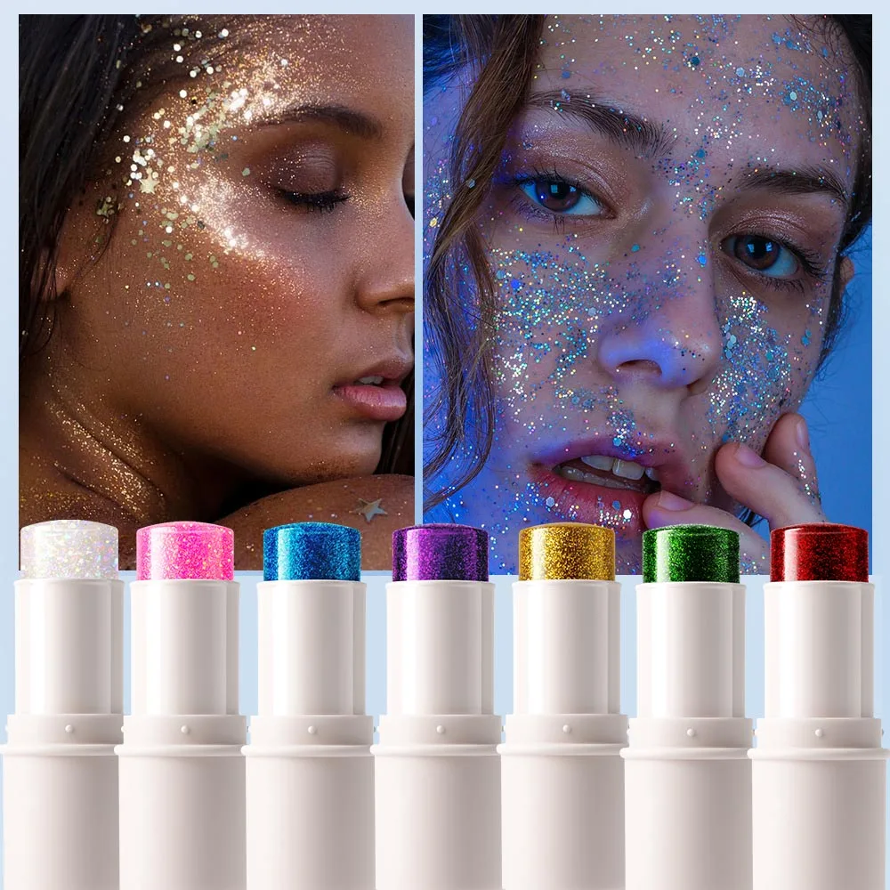 7-color shiny face body stick  luminous precision contour easy to apply flash stick  Stage makeup stick Halloween