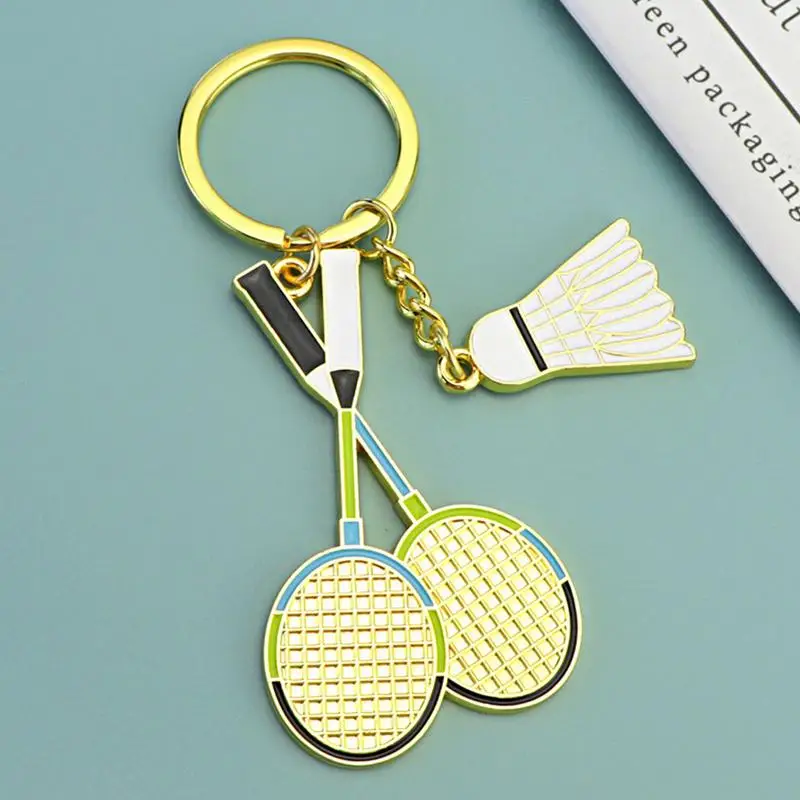 Creative Metal Badminton Racket Pendant Keychain Mini Shuttlecock Sports Keyrings Gift Backpack Purse Key Holder Accessories