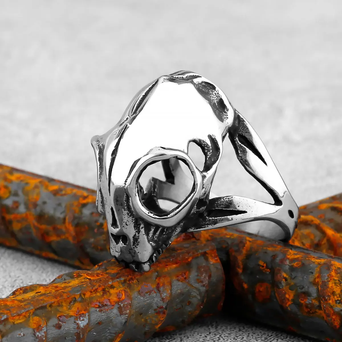 Skull/Animals Gothic Punk Satanic Devil Ring Vintage Steampunk Men\'s Stainless Steel Viking Ring Hiphop Motorcycle Biker Jewelry