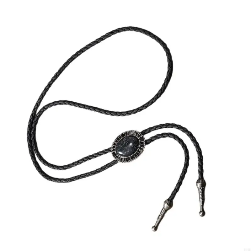 195E Vintage gema piedra sombrero Bolo Tie Western Punk imitación cuerda cuero corbata joyería camisa cadena para