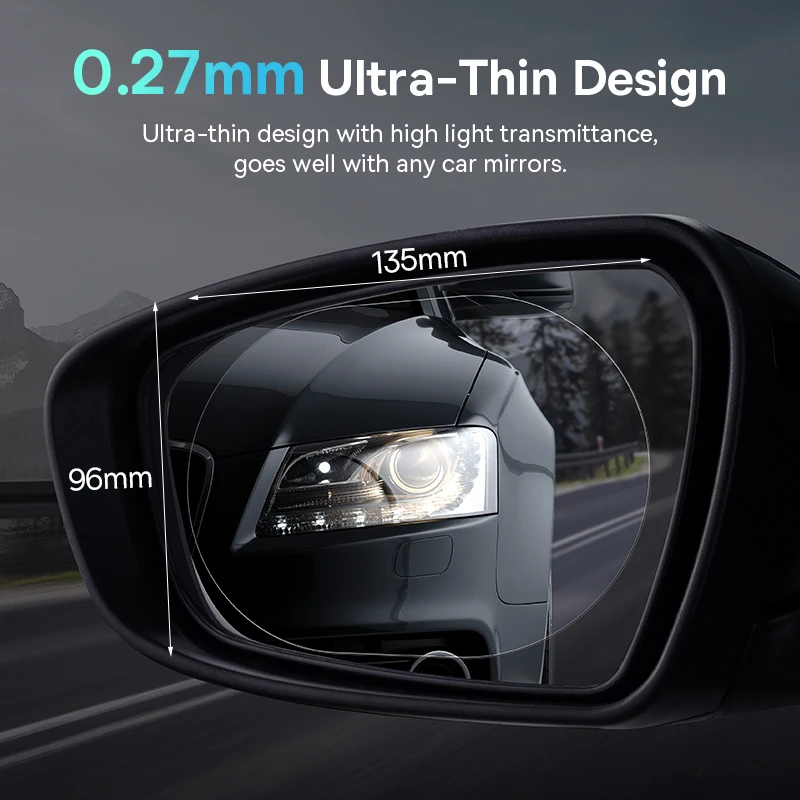 Baseus Car Clear Rearview Mirror Rainproof Film Anti Fog Sticker Car Accessories Waterproof Film Glare-repelling Clarity Visible