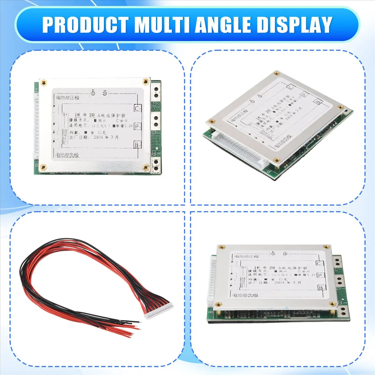 

Плата защиты аккумулятора A73T 16S 48V 20A LiFePo4 (BMS PCB) с балансировкой для электровелосипедов и электросамокатов