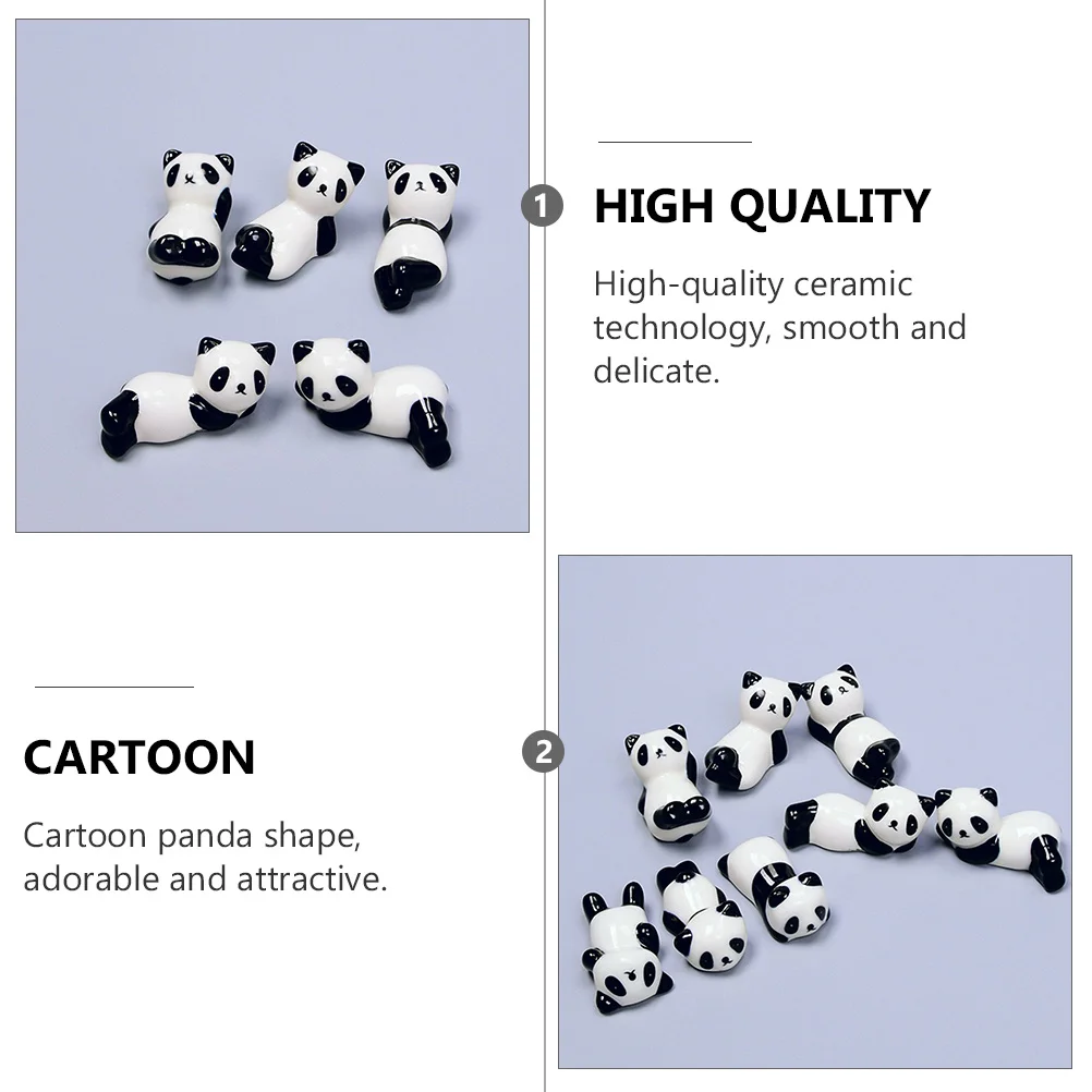 

6Pcs Ceramic Panda Chopstick Holder Cute Cartoon Rest Stand Smooth Surface Dishwasher Safe Stylish Table Accessory for Home