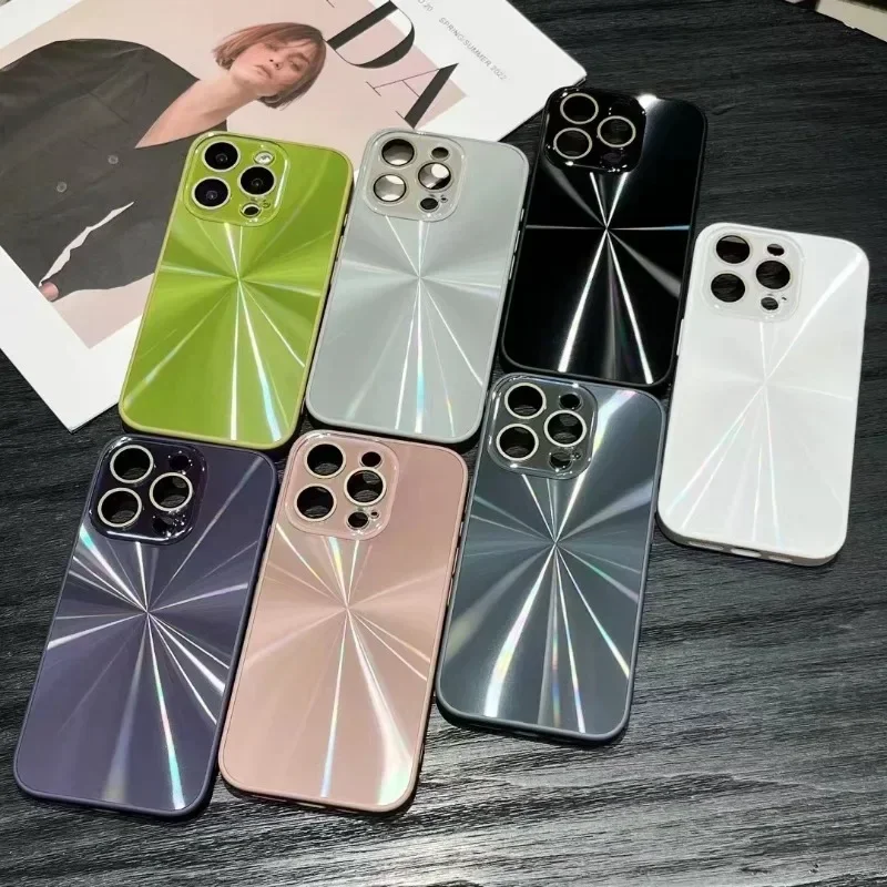 

Suitable for IPhone 16 15 14 13 12 11 Pro Max with Lens Film Anti-fall High Fashion Dazzle Colours Simplicity Mobile Phone Case