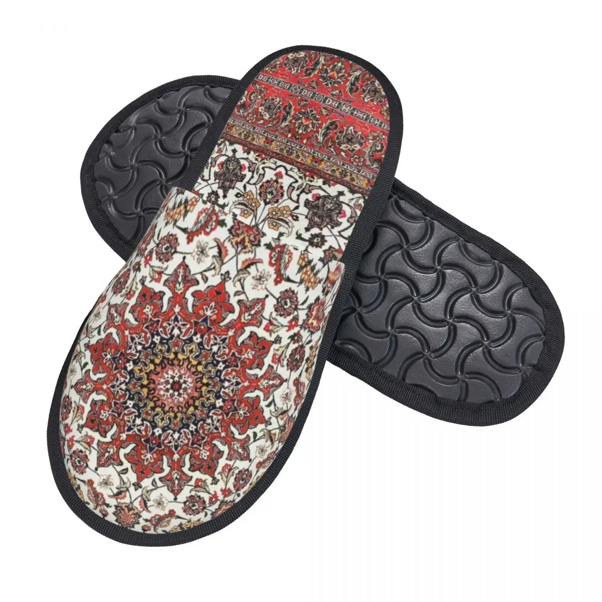 Custom Bohemian Red Persian Carpet Memory Foam Slippers Women Comfy Warm Antique House Slippers