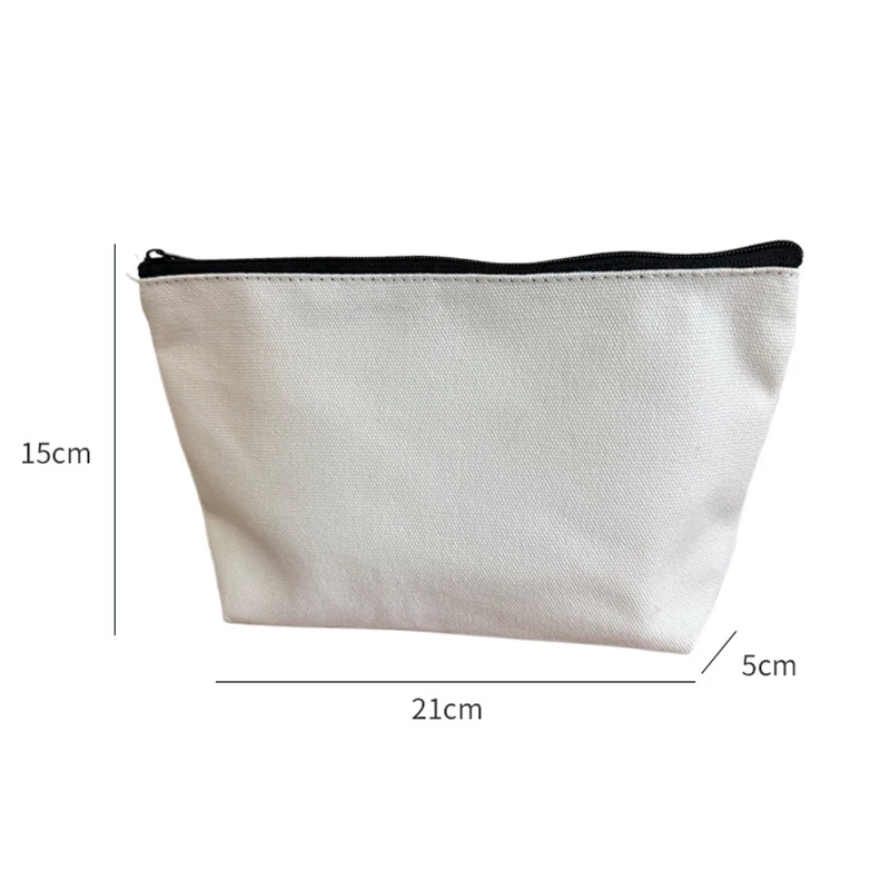10pcs Makeup Bags DIY White Blank Canvas Large Capacity Cosmetic Bag Size 21*15*5cm