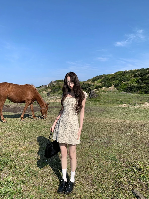 الصيف الأزهار طباعة الدكتور المرأة ساحة طوق التخسيس الخصر تصميم الورك تغطي ألف خط ort تنورة الكورية Sle