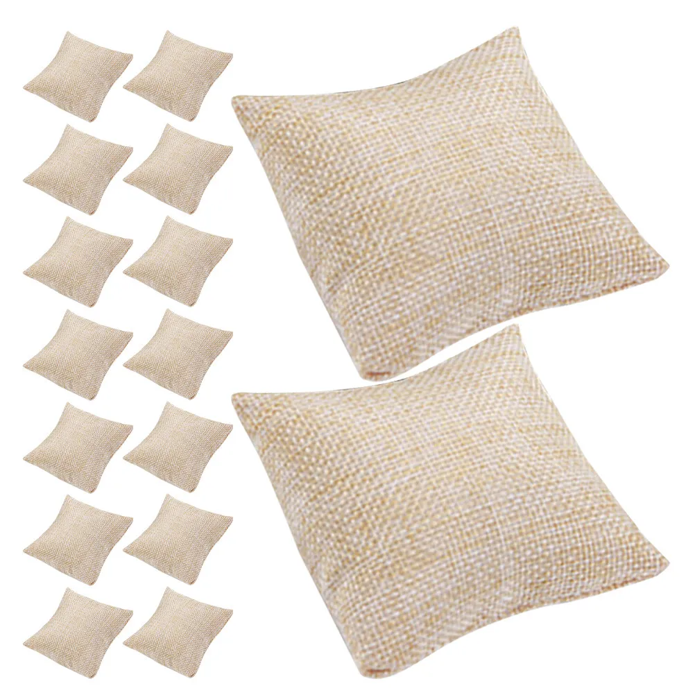 

20Pcs Linen Small Jewelry Organizer Pillows Bracelet Watch Display Cushions Bangle Holder Retail Accessory Beige