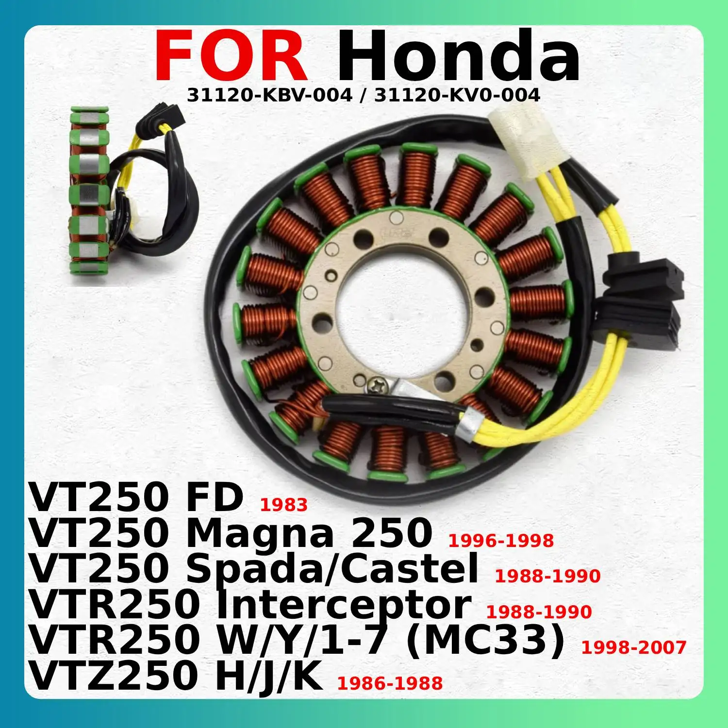 

Катушка статора генератора мотоцикла Comp для Honda VT250 Spada/Castel VTR250 Interceptor VT250 FD Magna 250 31120-KBV-004